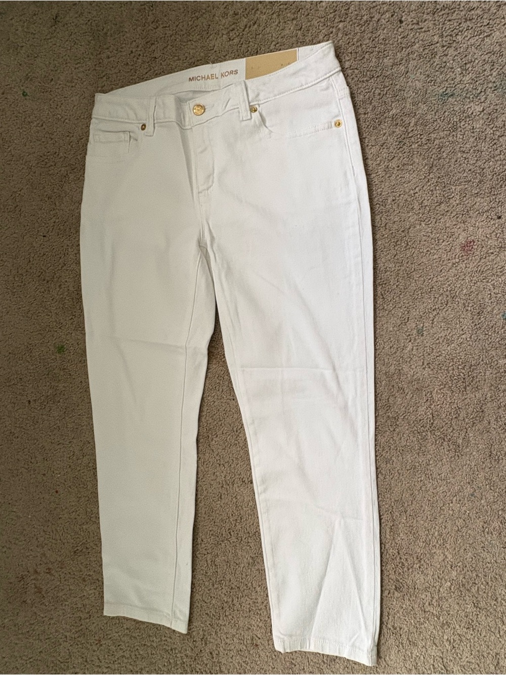 Michael Kors White Ankle Crop Skinny Jeans • Size 4 97% Cotton